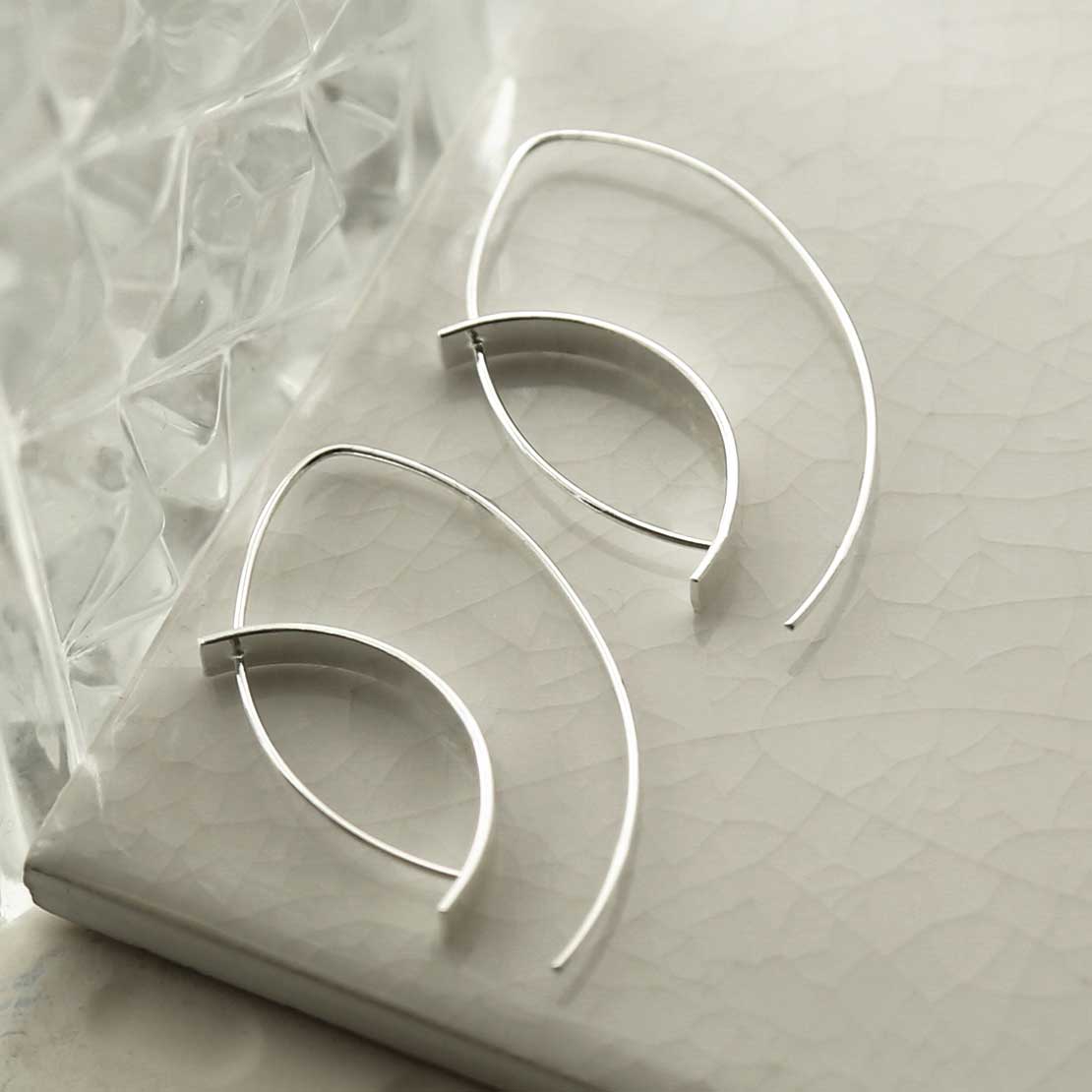 Sterling Silver Reverse Shield Threader Earrings