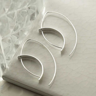 MD358 STERLING SILVER REVERSE SHIELD THREADER EARRINGS 4