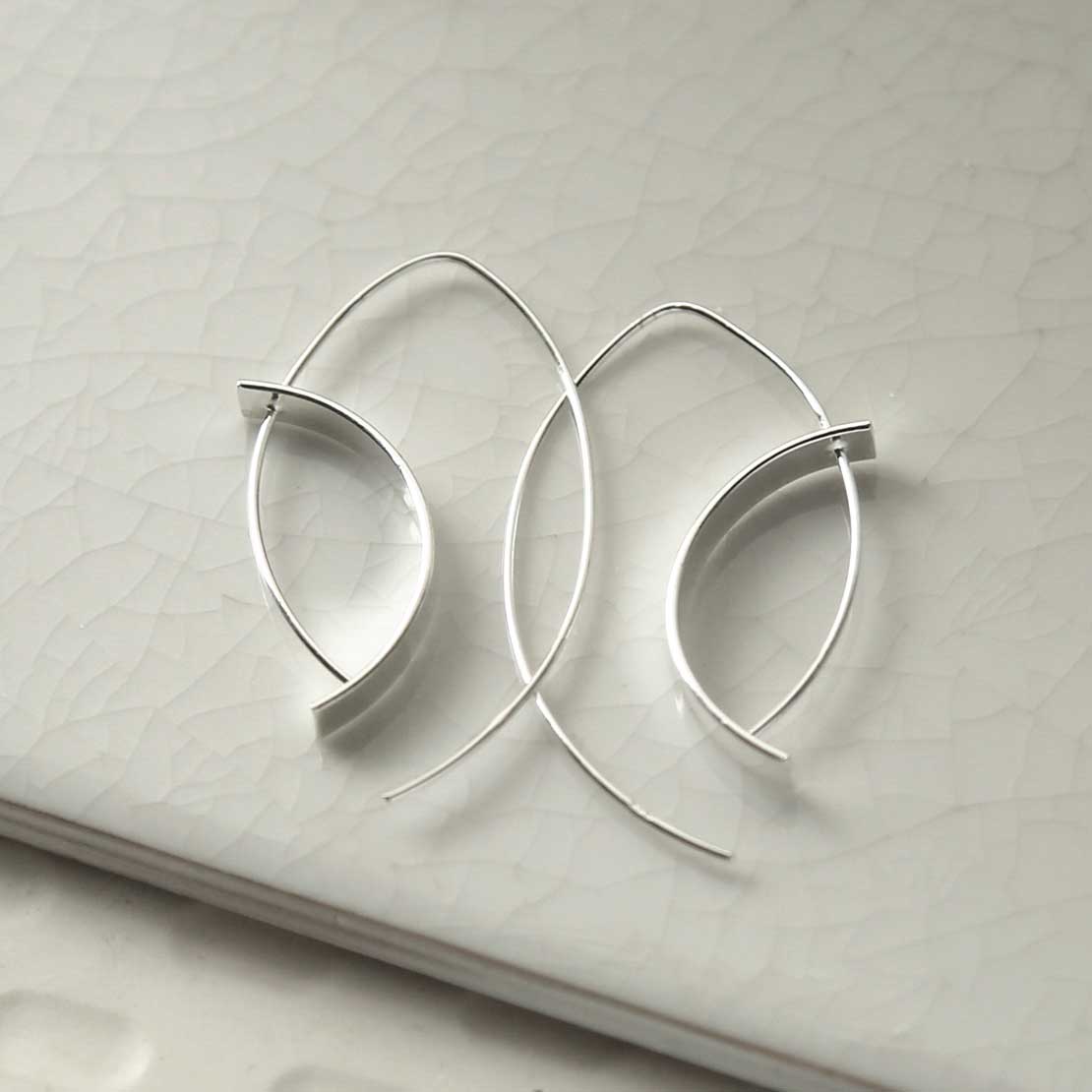 Sterling Silver Reverse Shield Threader Earrings