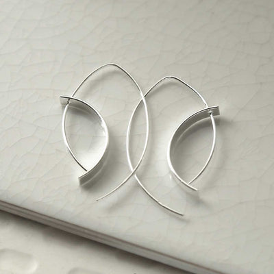 MD358 STERLING SILVER REVERSE SHIELD THREADER EARRINGS 6