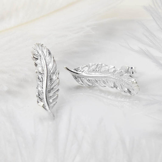 MB144 STERLINGSILVERFEATHERSTUDEARRINGS 001