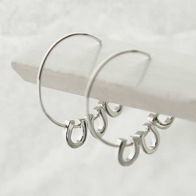 MD365 STERLING SILVER LUCKY HORSESHOE HOOPS 7