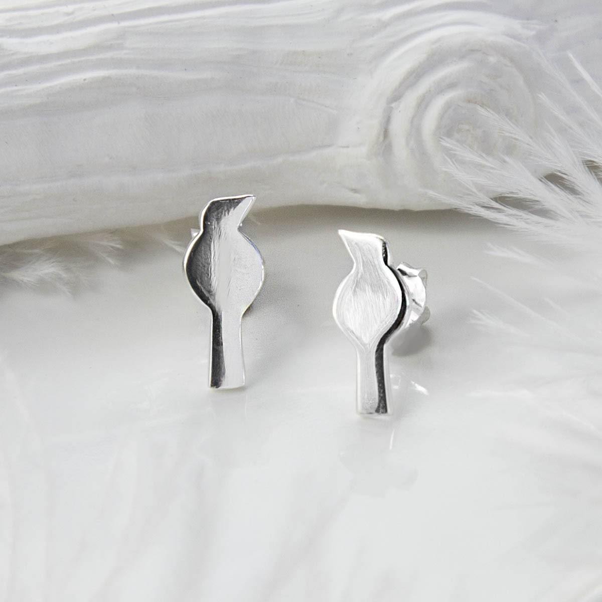 Sterling Silver Petite Bird Stud Earrings