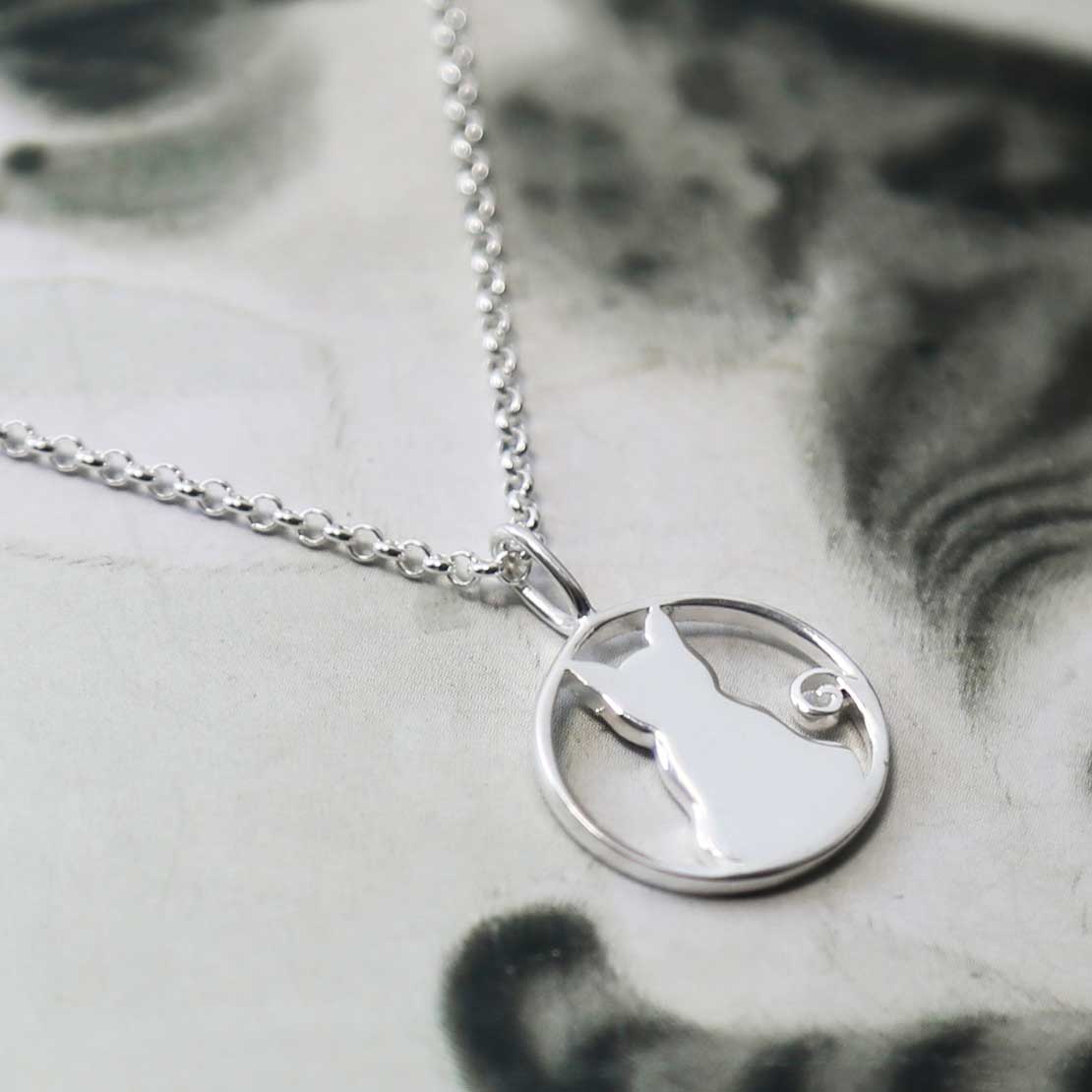 Sterling Silver Cat Necklace