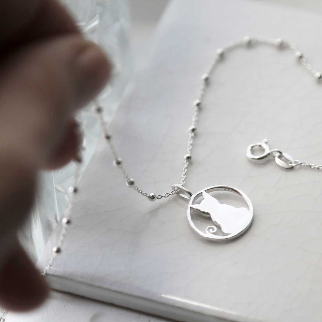 Sterling Silver Cat Necklace