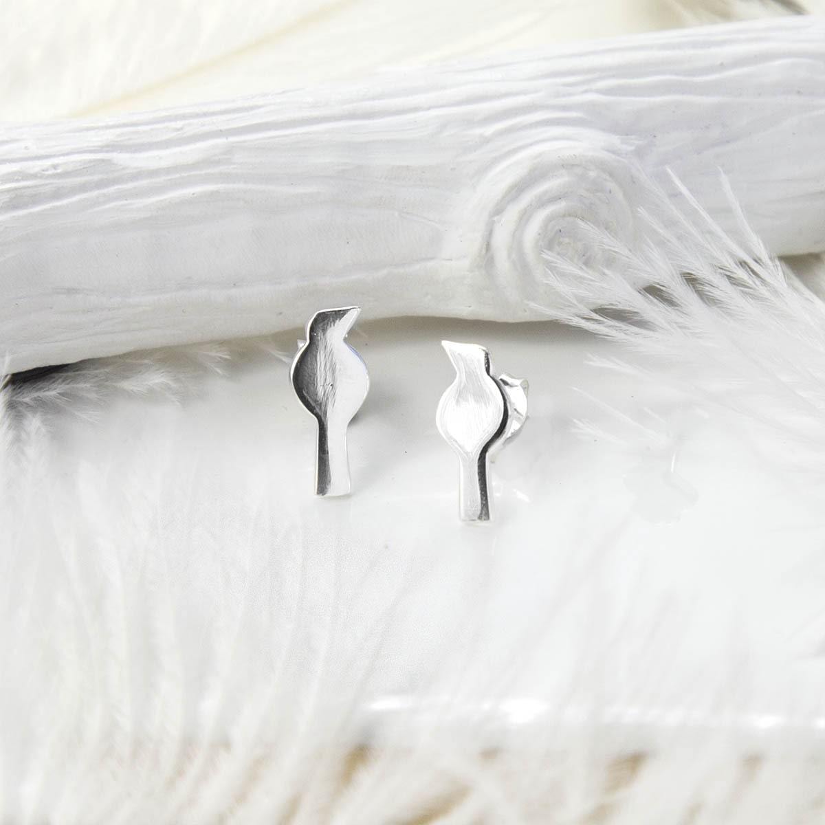 Sterling Silver Petite Bird Stud Earrings