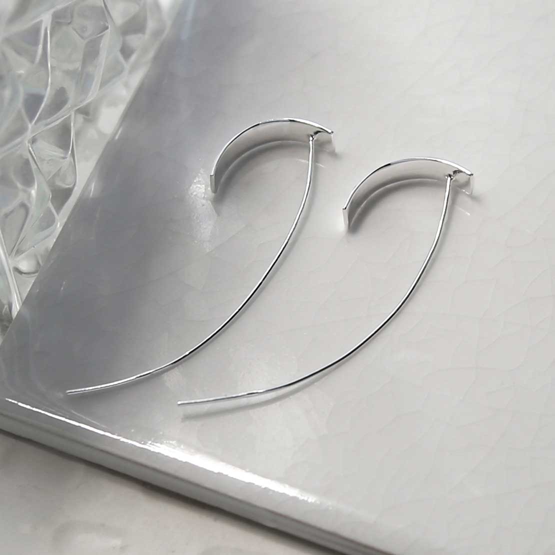 Sterling Silver Shield Threader Earrings