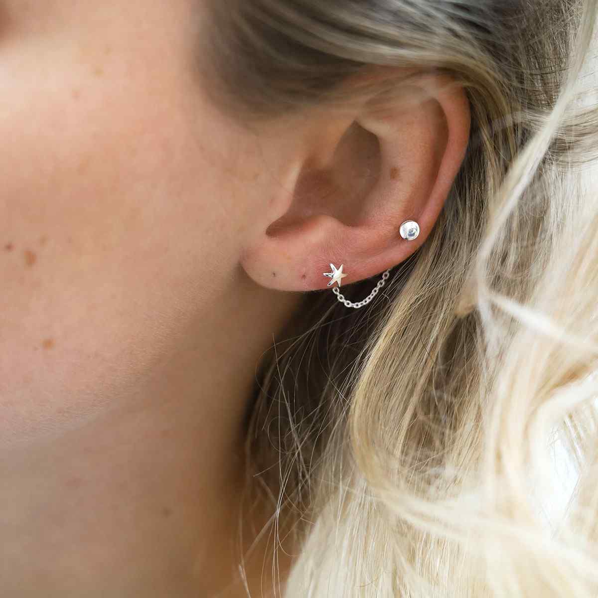 Sterling Silver Sun and Moon Double Studs