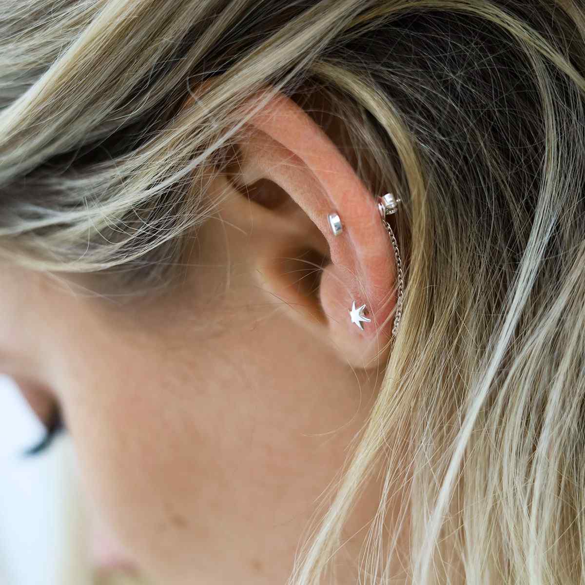 Sterling Silver Sun and Moon Double Studs