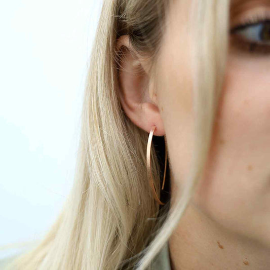MS1226RG ROSE GOLD PLATED SILVER OVAL THREADER EARRINGS MODEL