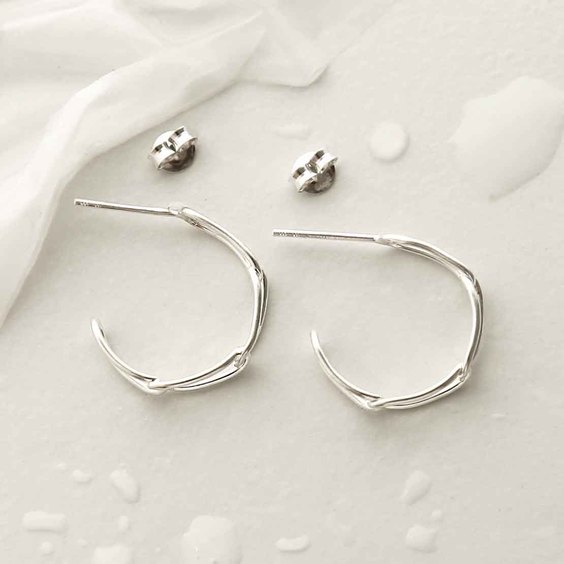 Sterling Silver Paperclip Hoop Stud Earrings