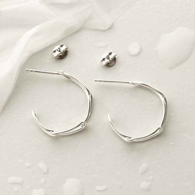 MG001 STERLING SILVER PAPERCLIP HOOP STUD EARRINGS 1