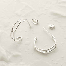 MG001 STERLING SILVER PAPERCLIP HOOP STUD EARRINGS 2