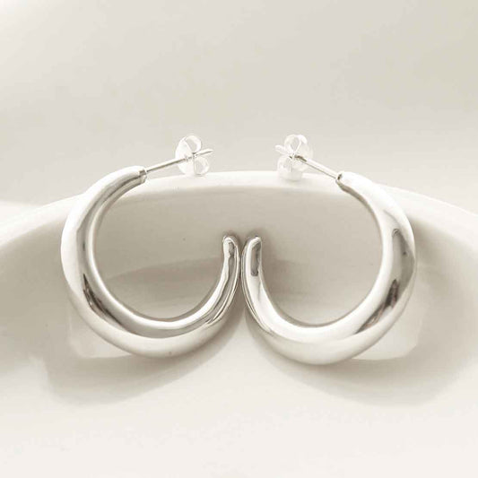 MG002L STERLING SILVER LARGE BOLD HOOP STUD EARRINGS 4