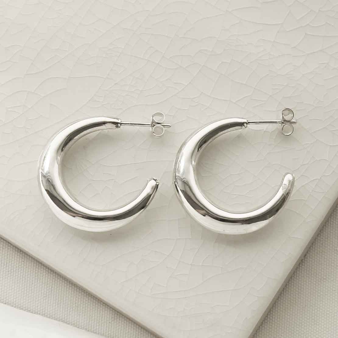 Sterling Silver Bold Hoop Stud Earrings
