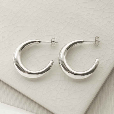MG002L STERLING SILVER LARGE BOLD HOOP STUD EARRINGS 7