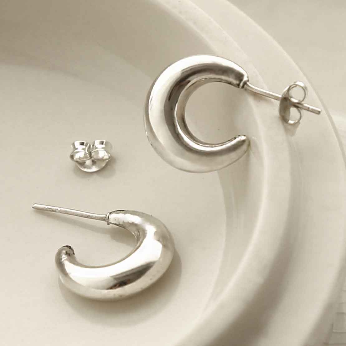 Sterling Silver Bold Hoop Stud Earrings
