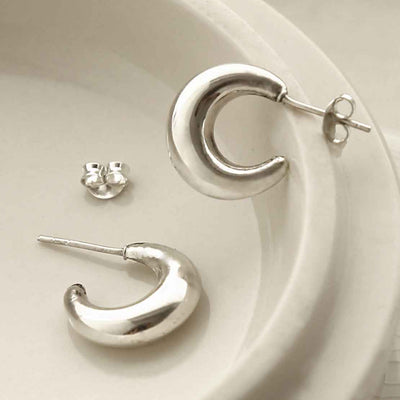 MG002S STERLING SILVER SMALL BOLD HOOP STUD EARRINGS 2