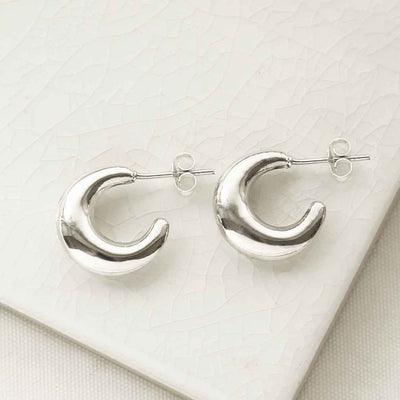 MG002S STERLING SILVER SMALL BOLD HOOP STUD EARRINGS 3