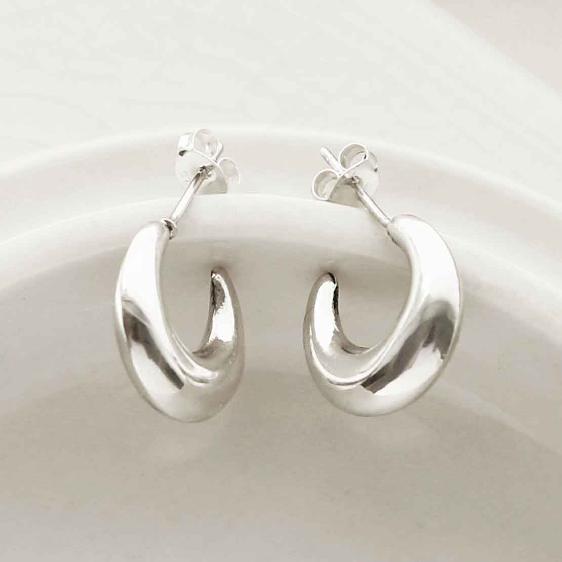 Sterling Silver Bold Hoop Stud Earrings