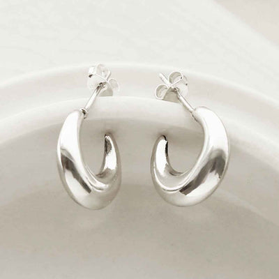 MG002S STERLING SILVER SMALL BOLD HOOP STUD EARRINGS 4
