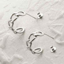 MG003L STERLING SILVER LARGE CURB HOOP STUD EARRINGS 1