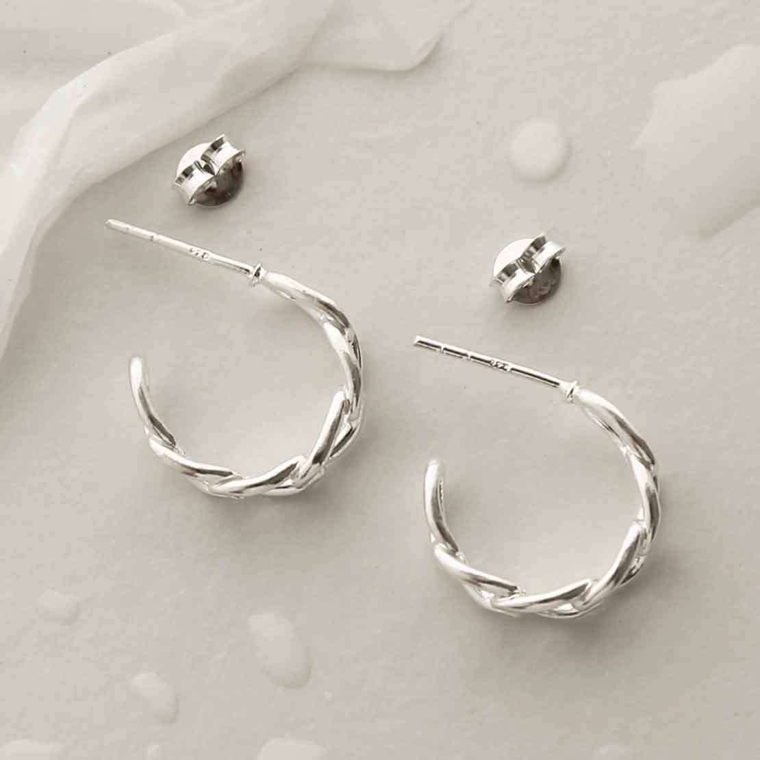 Sterling Silver Curb Hoop Stud Earrings