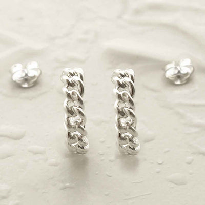 MG003S STERLING SILVER SMALL CURB HOOP STUD EARRINGS 3