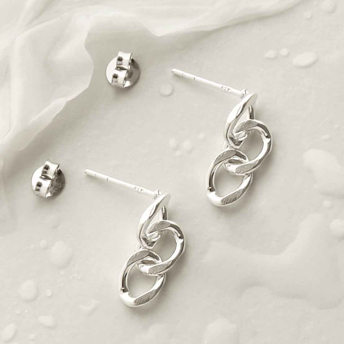 Sterling Silver Curb Chain Earrings
