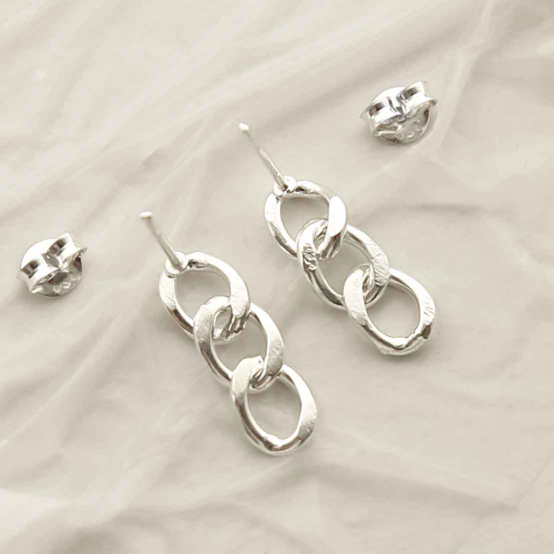 Sterling Silver Curb Chain Earrings
