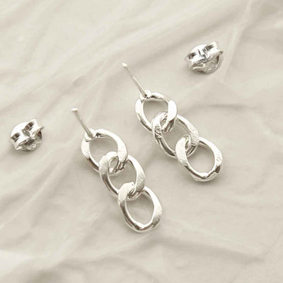 MG004L STERLING SILVER CURB CHAIN EARRINGS 5