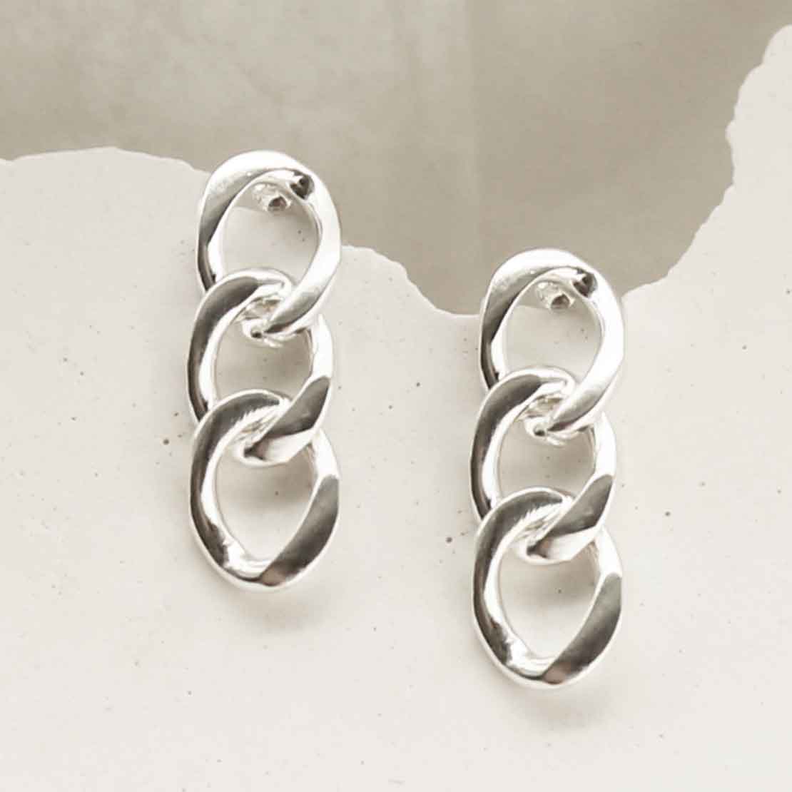 Sterling Silver Curb Chain Earrings