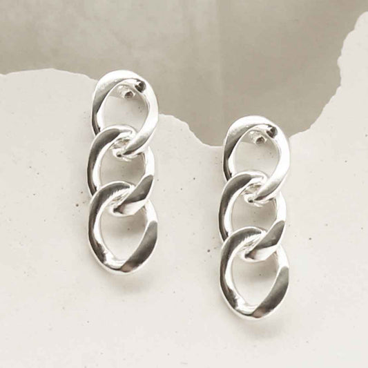 MG004L STERLING SILVER CURB CHAIN EARRINGS 6