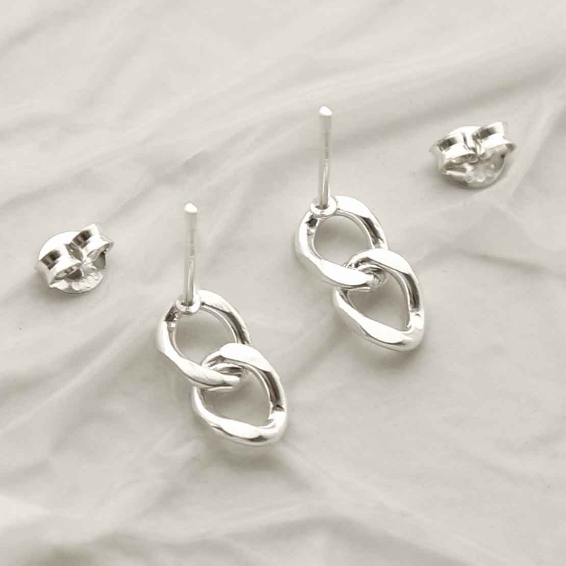 Sterling Silver Curb Chain Earrings