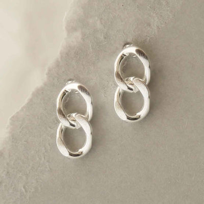 MG004S STERLING SILVER SHORT CURB CHAIN EARRINGS 5