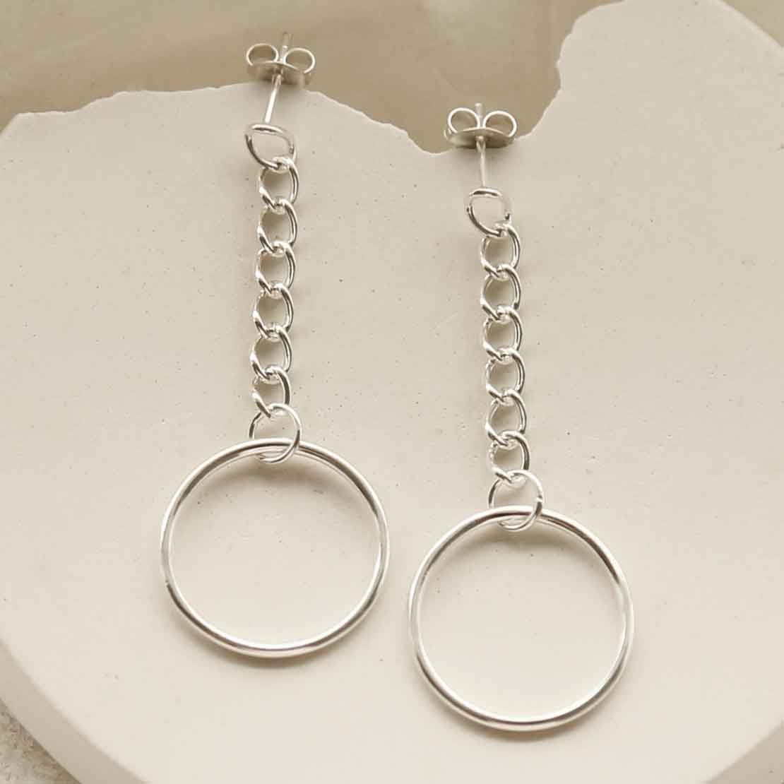 Sterling Silver Curb Chain and Hoop Earrings