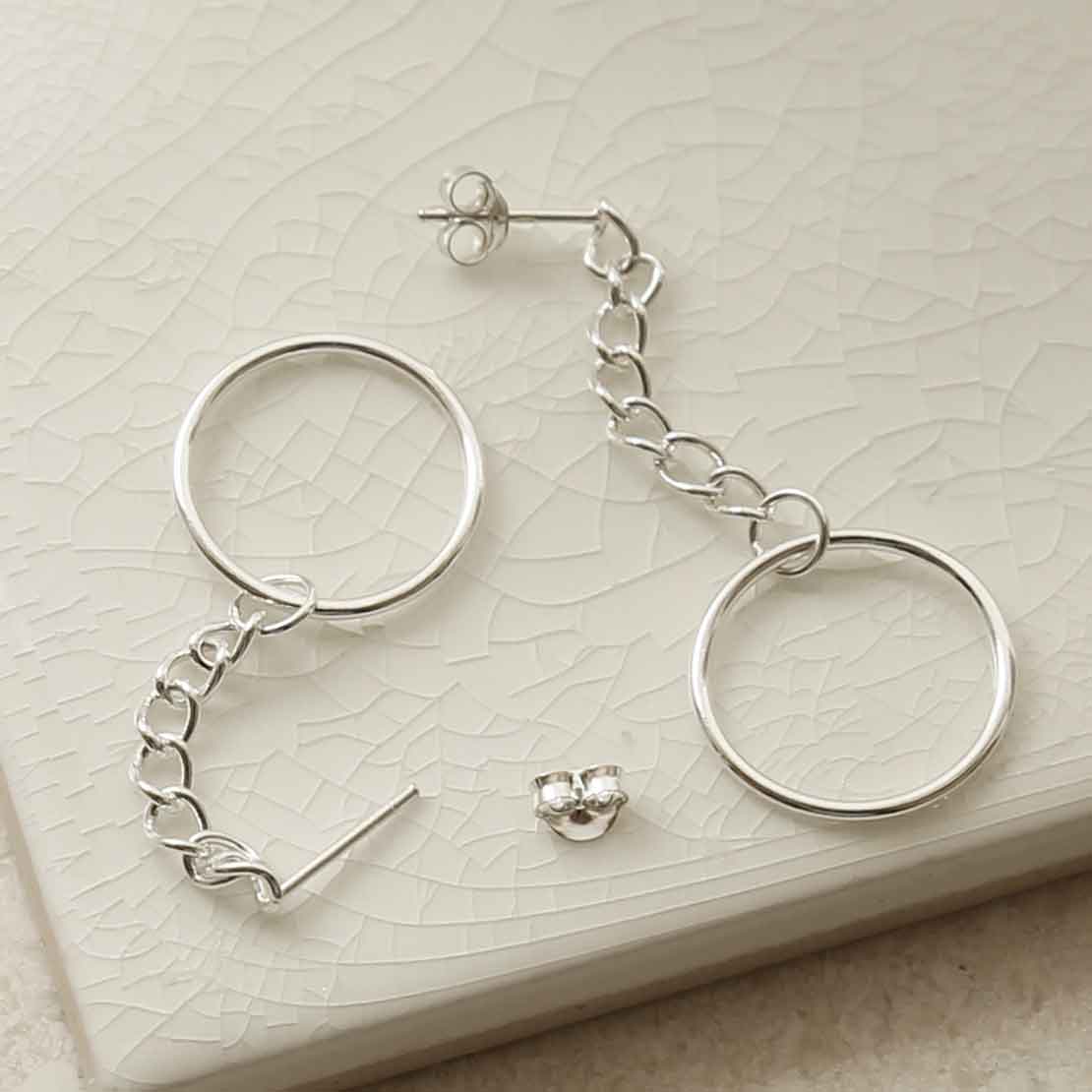 Sterling Silver Curb Chain and Hoop Earrings
