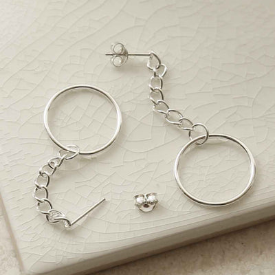 MG005 STERLING SILVER CURB CHAIN AND HOOP EARRINGS 5