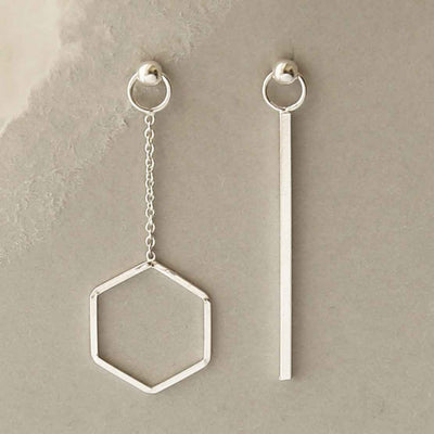MG006 STERLING SILVER CURATED EAR HEXAGON EARRINGS 2