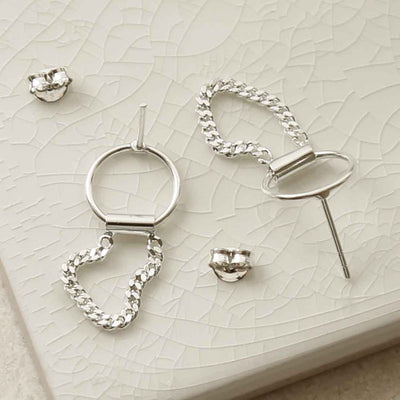 MG007 STERLING SILVER HANGING CHAIN AND RING STUD EARRINGS 2