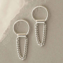 MG007 STERLING SILVER HANGING CHAIN AND RING STUD EARRINGS 4