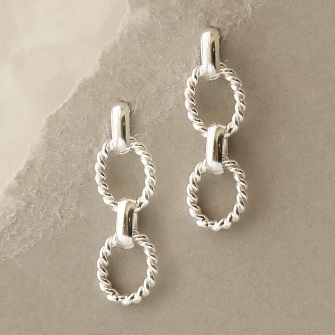 Sterling Silver Braided Chain Link Earrings