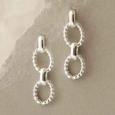 MG008 STERLING SILVER BRAIDED CHAIN LINK EARRINGS 6
