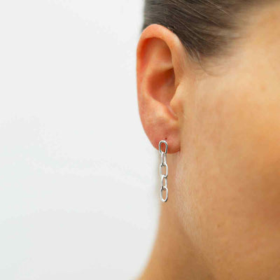 MG009L STERLING SILVER SHORT SIMPLE CHAIN EARRINGS MODEL
