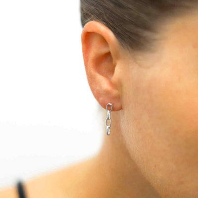 MG009S STERLING SILVER SIMPLE CHAIN EARRINGS MODEL