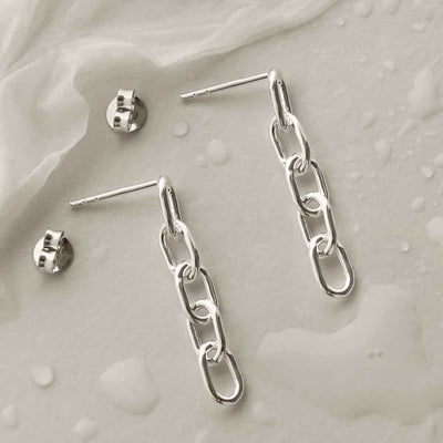 MG009L STERLING SILVER SIMPLE CHAIN EARRINGS 1