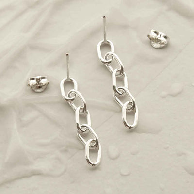 MG009L STERLING SILVER SIMPLE CHAIN EARRINGS 2