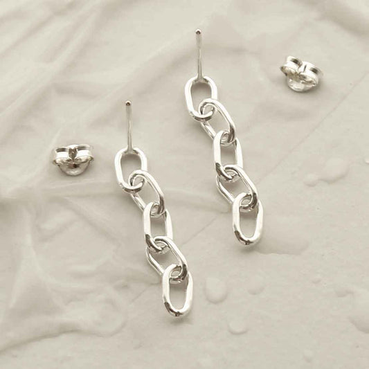 MG009L STERLING SILVER SIMPLE CHAIN EARRINGS 2