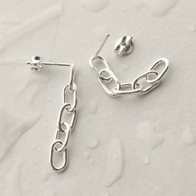 MG009L STERLING SILVER SIMPLE CHAIN EARRINGS 3