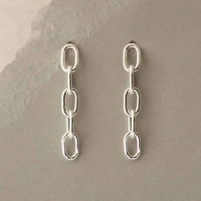 MG009L STERLING SILVER SIMPLE CHAIN EARRINGS 5
